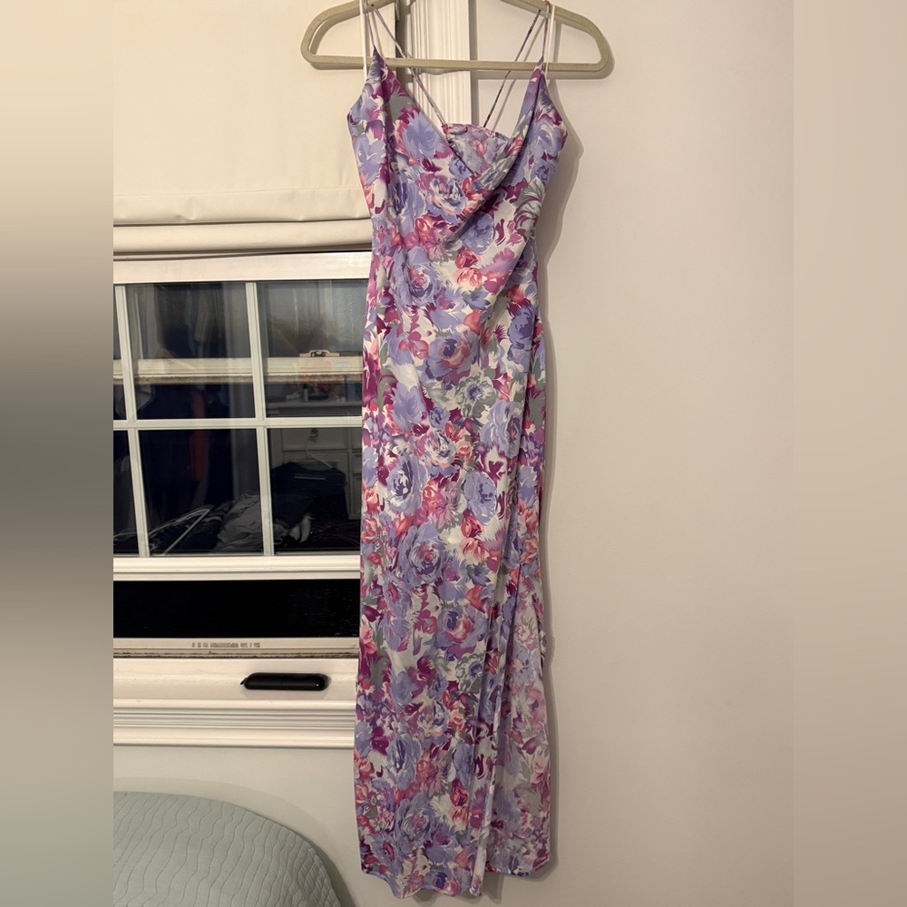 ACOA Floral Slip Dress in Lavender, Purple, and Pink